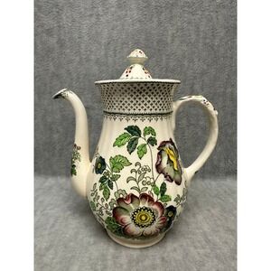 VTG Mason's‎ China Ironstone Coffee Pot Paynsley Green Floral England Full Hand